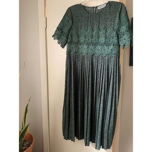 Green pleated dress